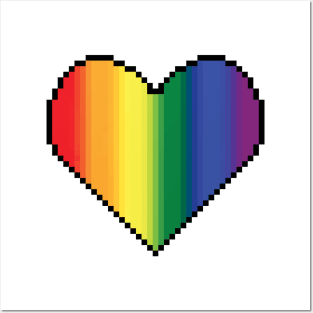 inclusive Pride LGBTQ Rainbow flag heart pixel art Posters and Art